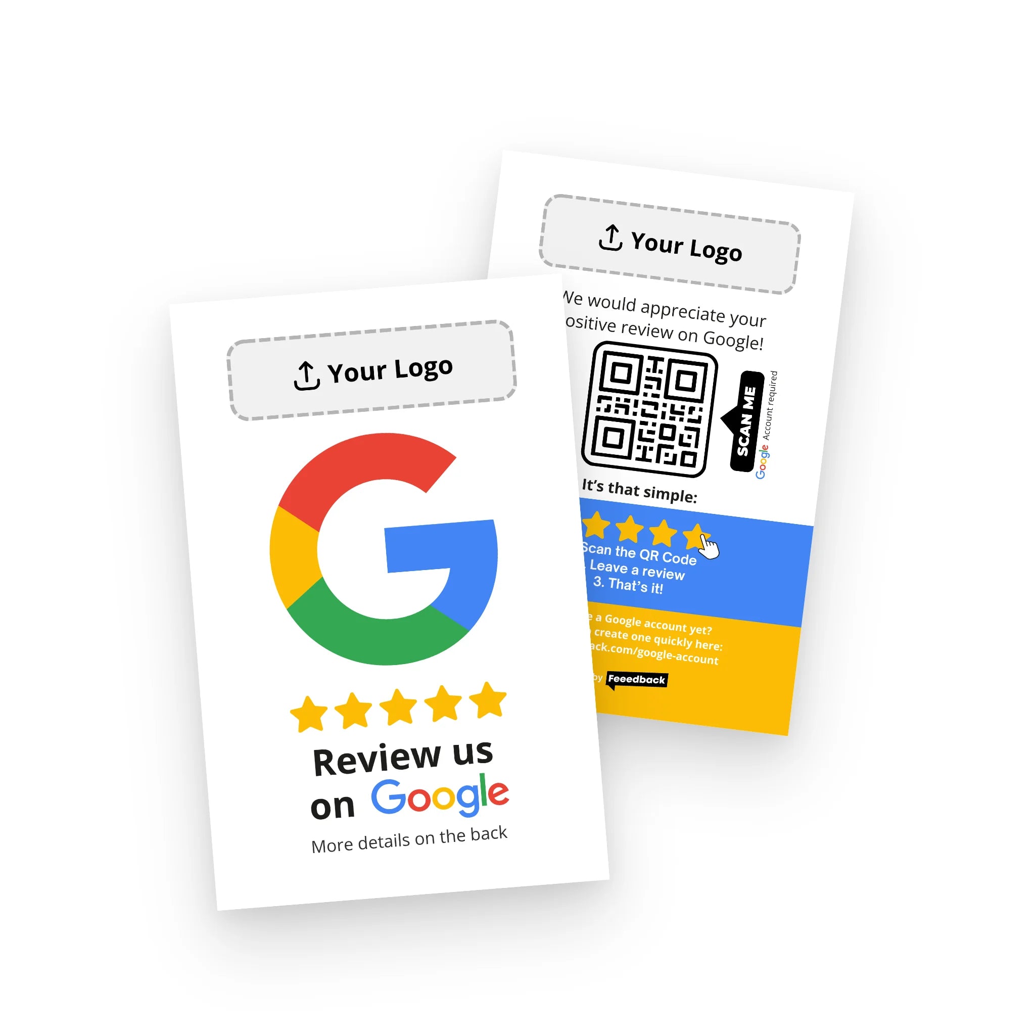 Google-Bewertungskarte mit QR-Code – Visitenkartenformat Hochformat