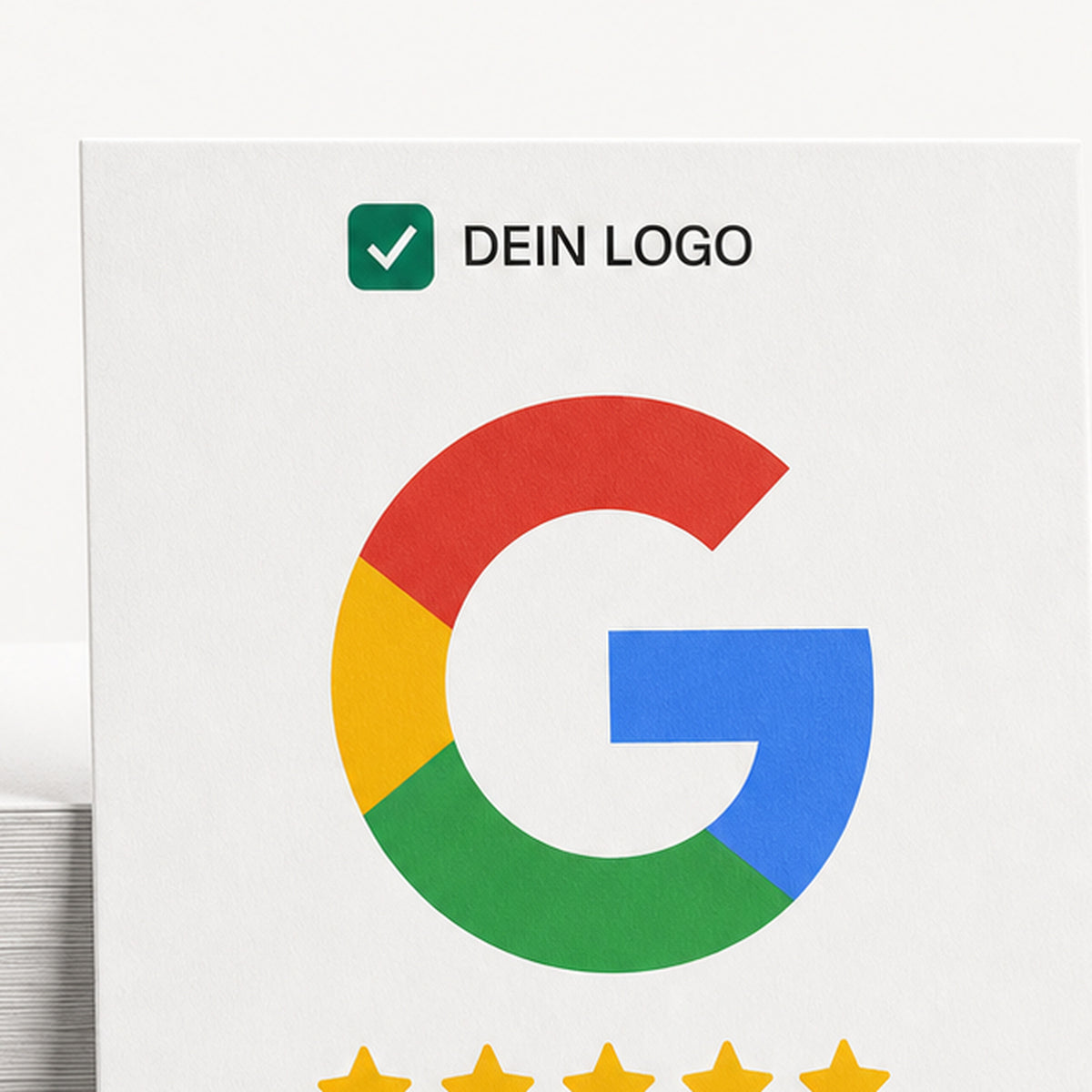 Detail der Logofläche einer personalisierten DIN-A6-Google-Bewertungskarte