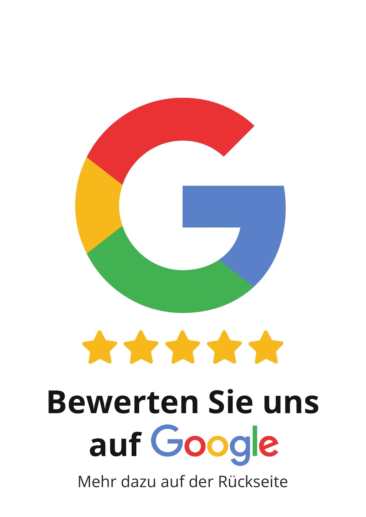 Google-Bewertungskarte DIN A6 Vorderseite – 105 × 148 mm