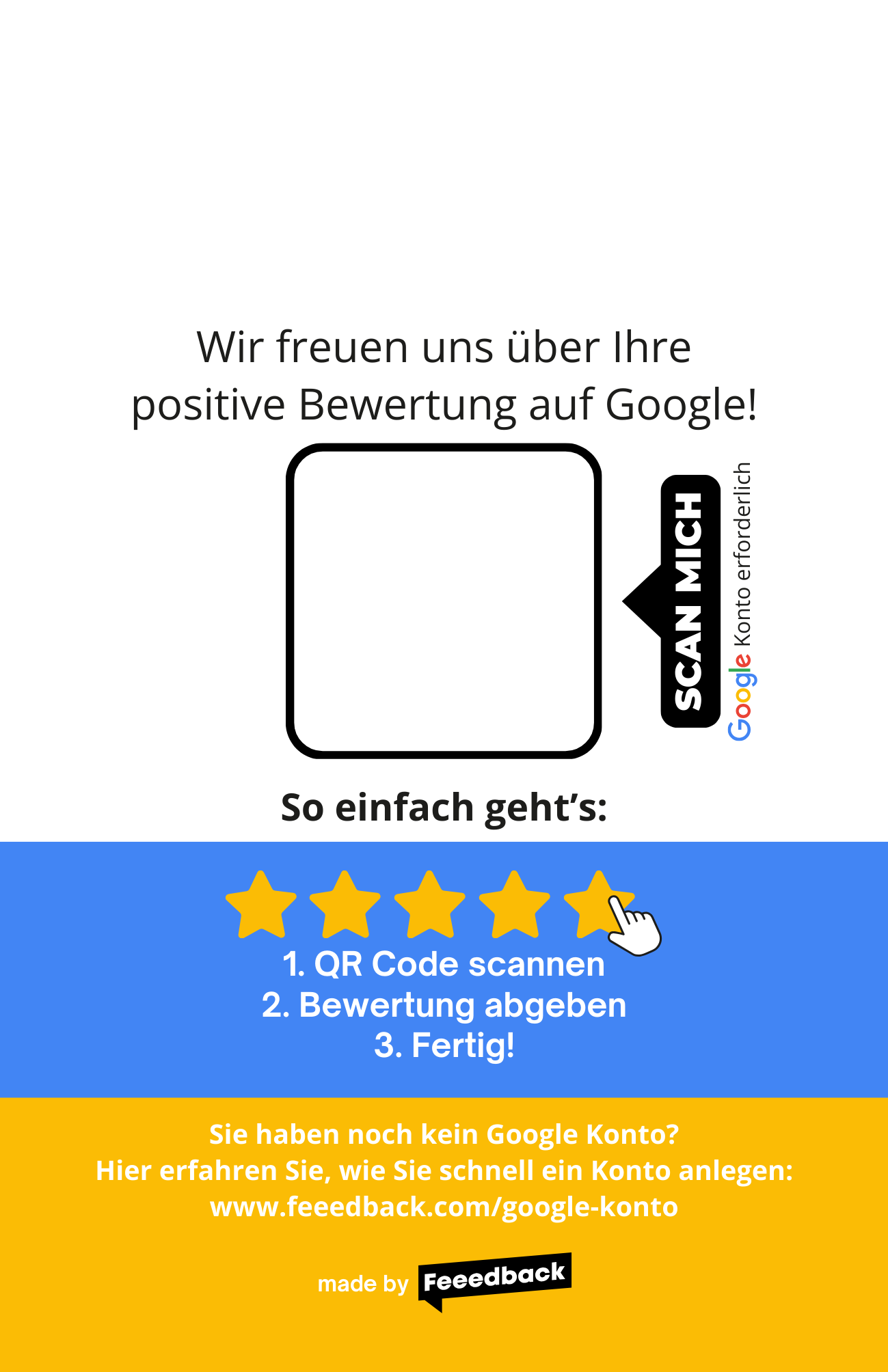 Google-Bewertungskarte mit QR-Code – DIN A6